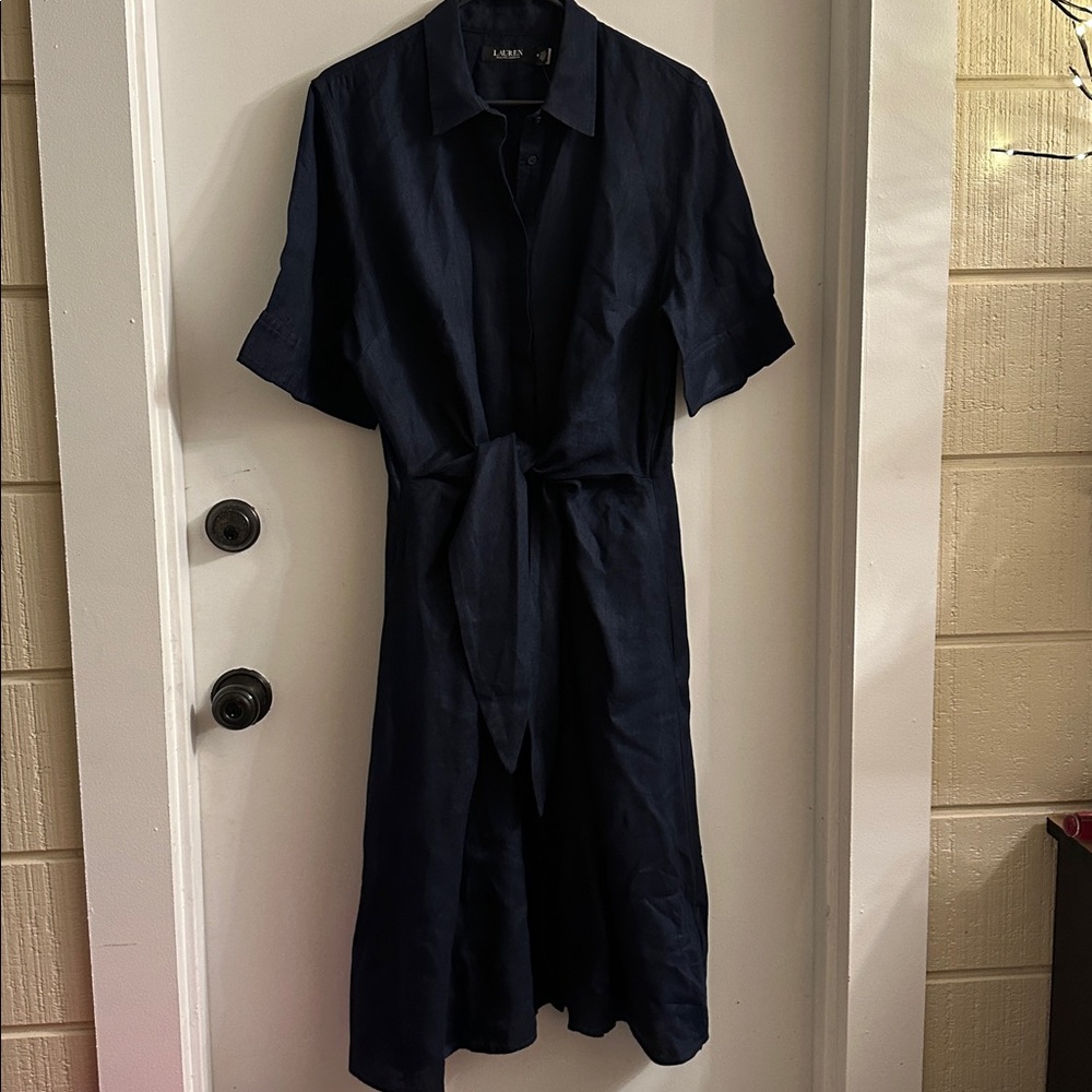 Ralph Lauren Black Label Black Knot-Front Shirt Dress - Picture 2 of 9